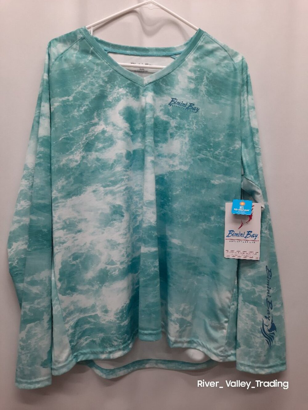 Bimini Bay Womens XXL Shirt NWT Long Sleeve UPF 50 SolarGuard Fishing Ocean Wave